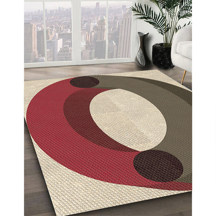 Machine Washable Transitional Brown Red Rug in a Family Room, wshpat2111brn