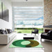 Square Patterned Green Rug in a Living Room, pat2111grn