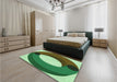 Patterned Green Rug in a Bedroom, pat2111grn