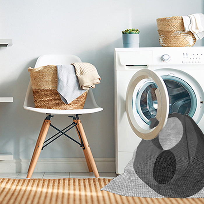 Machine Washable Transitional Silver Gray Rug in a Washing Machine, wshpat2111gry