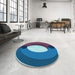 Round Patterned Diamond Blue Rug in a Office, pat2111lblu