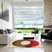 Square Patterned Tomato Red Rug in a Living Room, pat2111org