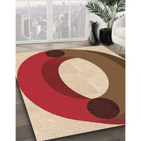 Patterned Tomato Red Rug, pat2111org