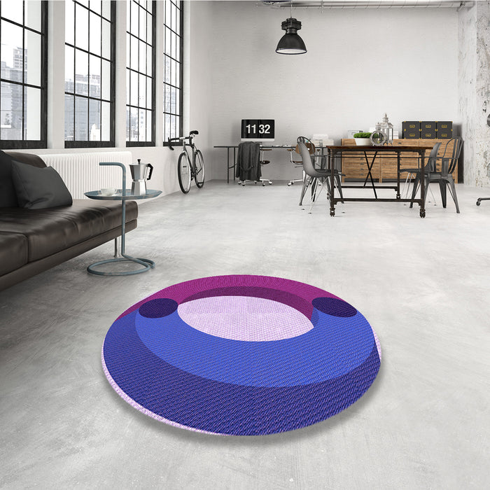 Round Patterned Bright Lilac Purple Rug in a Office, pat2111pur