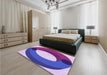 Patterned Bright Lilac Purple Rug in a Bedroom, pat2111pur