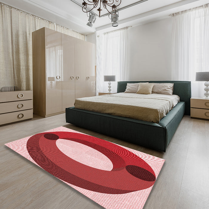 Round Machine Washable Transitional Light Coral Pink Rug in a Office, wshpat2111rd