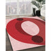 Patterned Light Coral Pink Rug in Family Room, pat2111rd