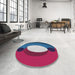 Round Patterned Jeans Blue Novelty Rug in a Office, pat2111