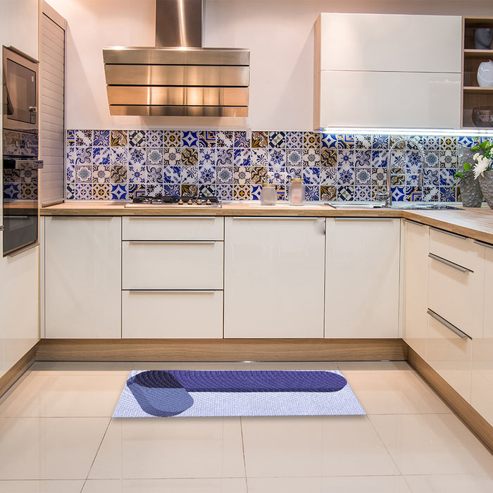 Patterned Blue Rug in a Kitchen, pat2112blu