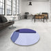 Round Patterned Blue Rug in a Office, pat2112blu