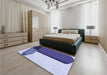 Patterned Blue Rug in a Bedroom, pat2112blu