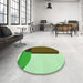 Round Patterned Pastel Green Rug in a Office, pat2112grn