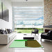 Square Patterned Pastel Green Rug in a Living Room, pat2112grn