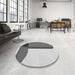 Round Patterned Platinum Silver Gray Rug in a Office, pat2112gry