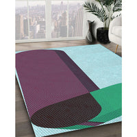 Patterned Velvet Maroon Purple Rug, pat2112lblu