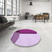 Round Patterned Medium Violet Red Pink Rug in a Office, pat2112pur