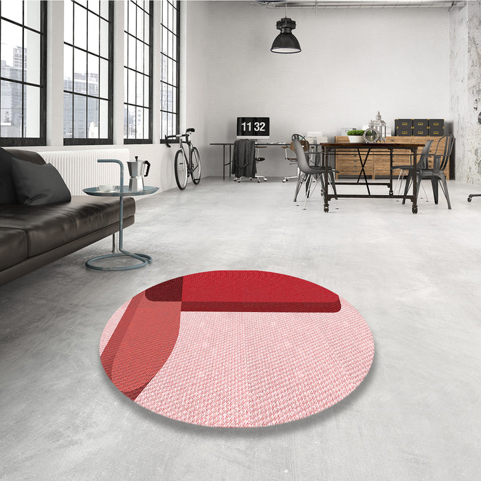 Round Patterned Pastel Pink Rug in a Office, pat2112rd