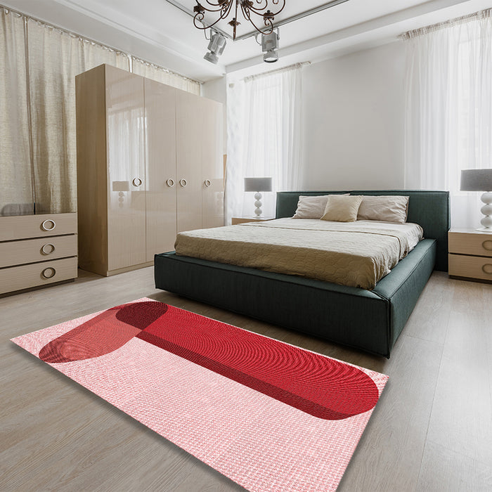 Patterned Pastel Pink Rug in a Bedroom, pat2112rd