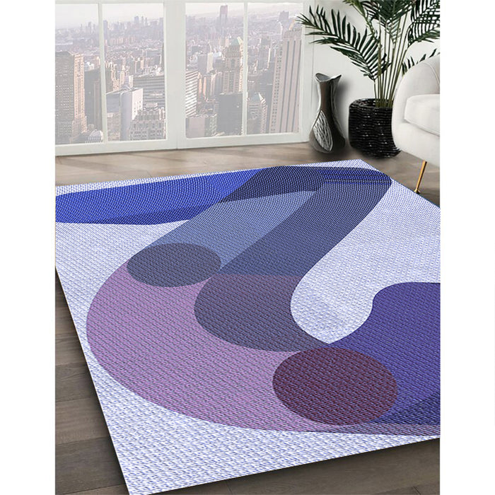 Patterned Deep Periwinkle Purple Rug in Family Room, pat2113blu