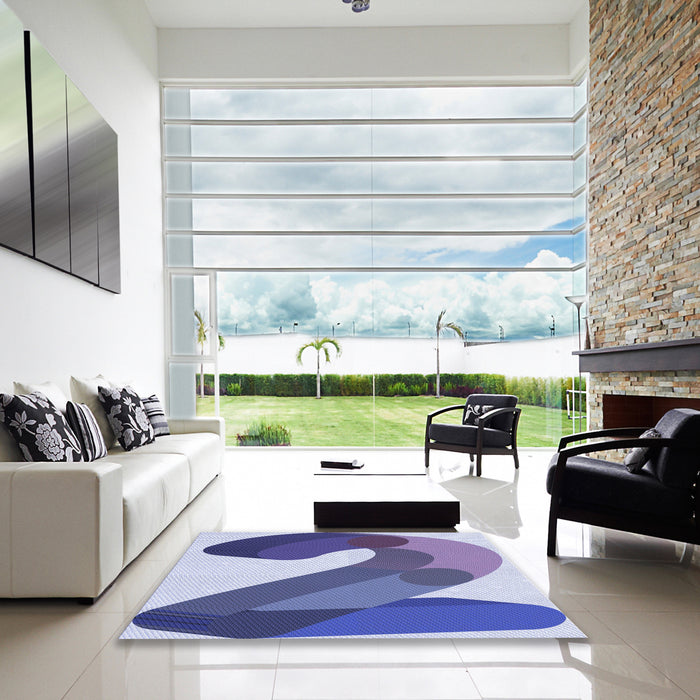 Square Patterned Deep Periwinkle Purple Rug in a Living Room, pat2113blu