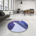 Round Patterned Deep Periwinkle Purple Rug in a Office, pat2113blu