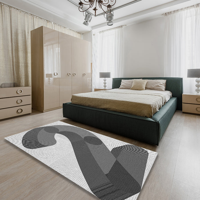 Patterned Silver Gray Rug in a Bedroom, pat2113gry