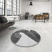 Round Patterned Silver Gray Rug in a Office, pat2113gry