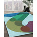 Patterned Tiffany Blue Rug in Family Room, pat2113lblu