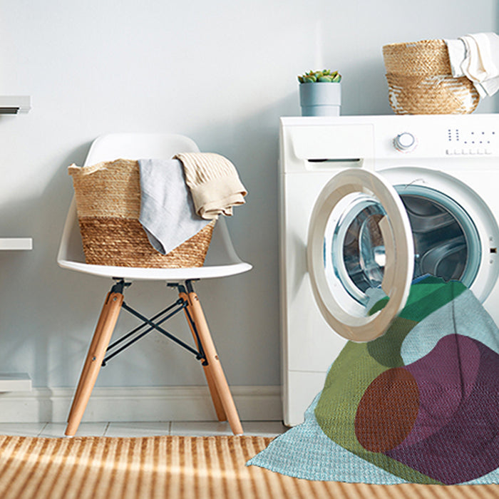 Machine Washable Transitional Tiffany Blue Rug in a Washing Machine, wshpat2113lblu