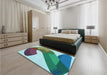 Patterned Tiffany Blue Rug in a Bedroom, pat2113lblu