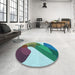 Round Patterned Tiffany Blue Rug in a Office, pat2113lblu