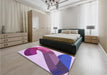 Patterned Bright Lilac Purple Rug in a Bedroom, pat2113pur