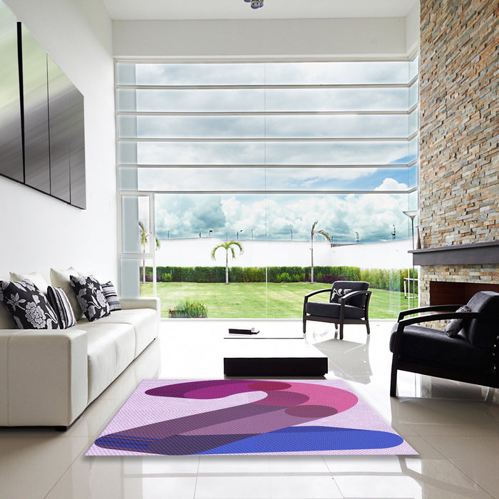 Square Patterned Bright Lilac Purple Rug in a Living Room, pat2113pur