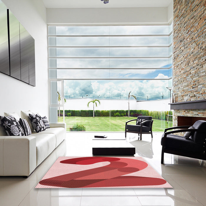 Square Patterned Light Coral Pink Rug in a Living Room, pat2113rd