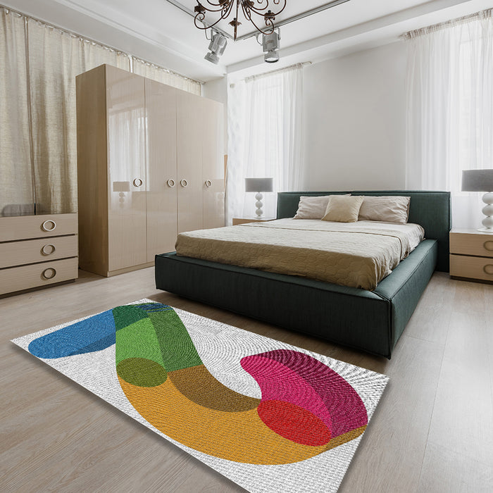 Machine Washable Transitional Sepia Brown Rug in a Bedroom, wshpat2113