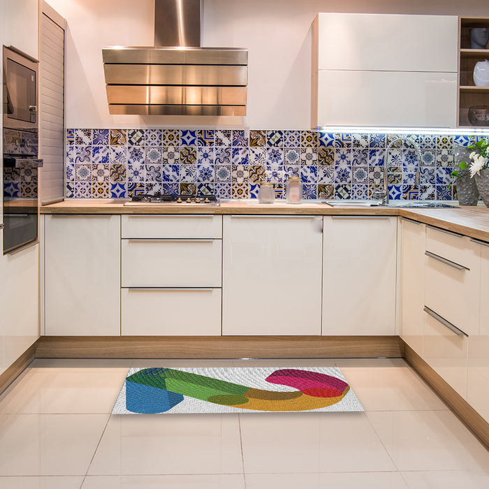 Patterned Reddish Brown Novelty Rug in a Kitchen, pat2113