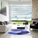 Square Patterned Sapphire Blue Rug in a Living Room, pat2114blu