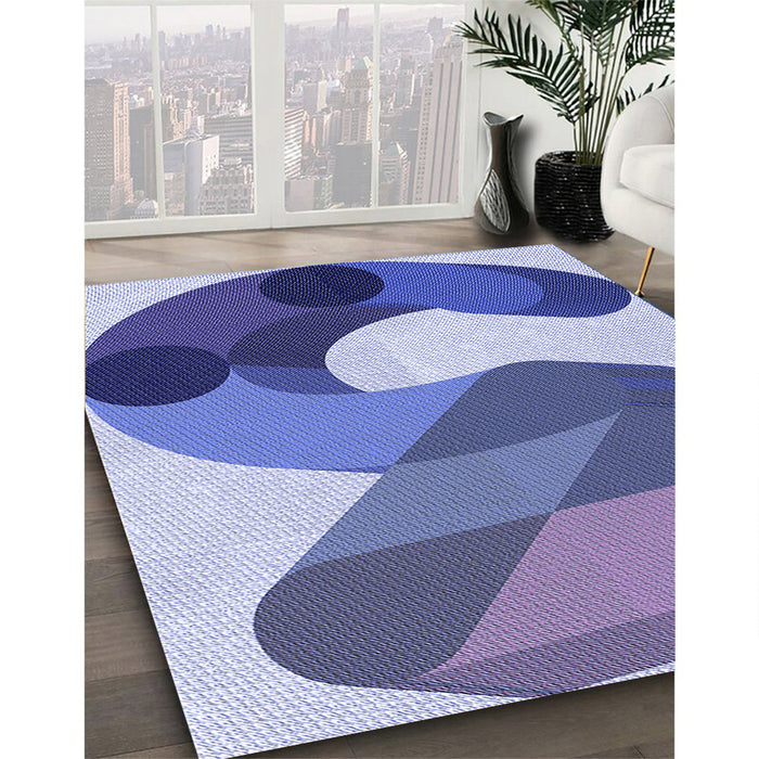 Machine Washable Transitional Sapphire Blue Rug in a Family Room, wshpat2114blu