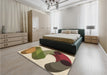 Patterned Saddle Brown Rug in a Bedroom, pat2114brn