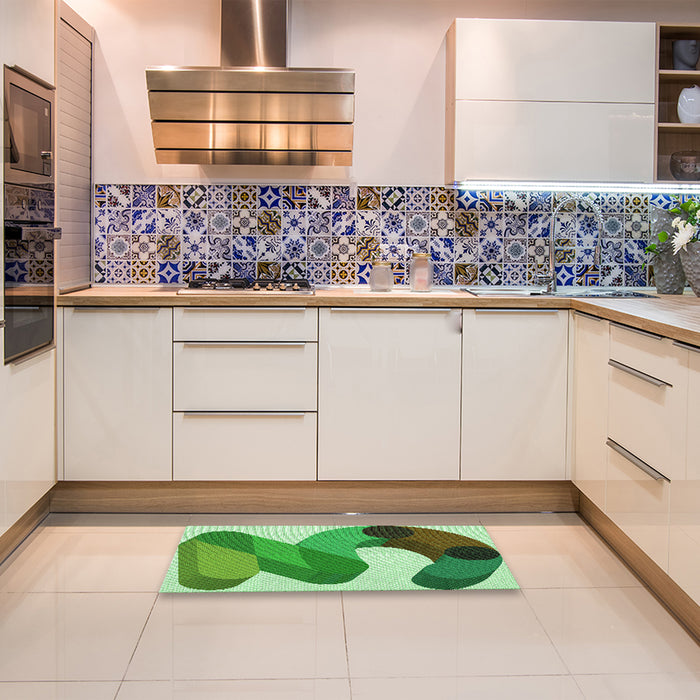 Patterned Jade Green Rug in a Kitchen, pat2114grn