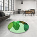 Round Patterned Jade Green Rug in a Office, pat2114grn