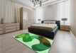 Patterned Jade Green Rug in a Bedroom, pat2114grn