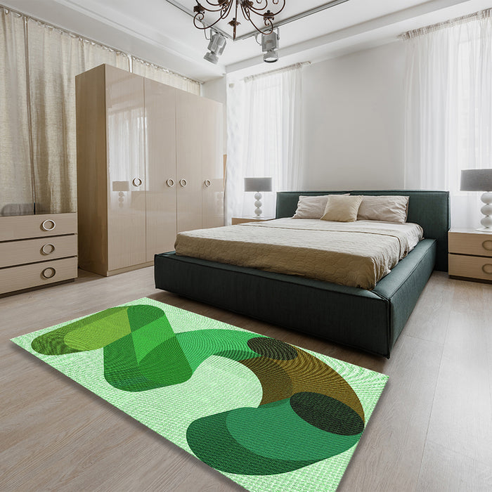 Patterned Jade Green Rug in a Bedroom, pat2114grn