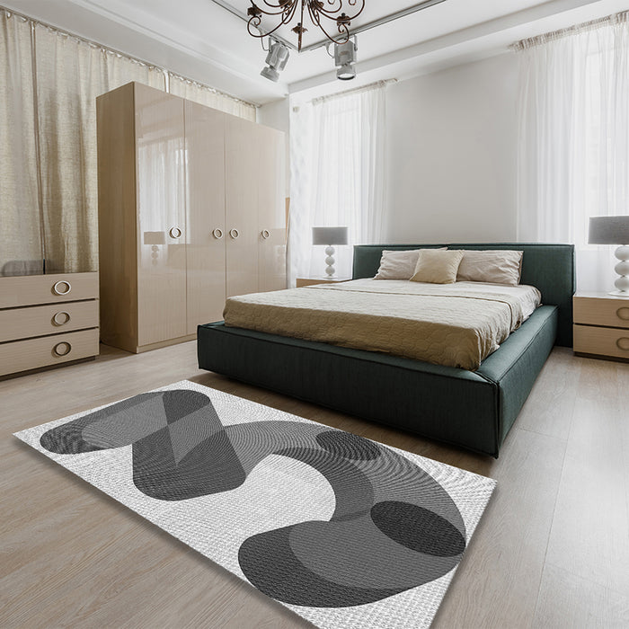 Patterned Silver Gray Rug in a Bedroom, pat2114gry