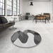 Round Patterned Silver Gray Rug in a Office, pat2114gry