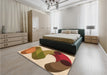 Patterned Mahogany Brown Rug in a Bedroom, pat2114org