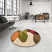 Round Patterned Mahogany Brown Rug in a Office, pat2114org