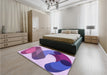 Round Machine Washable Transitional Dark Orchid Purple Rug in a Office, wshpat2114pur