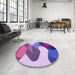 Round Patterned Dark Orchid Purple Rug in a Office, pat2114pur