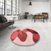 Round Patterned Red Rug in a Office, pat2114rd